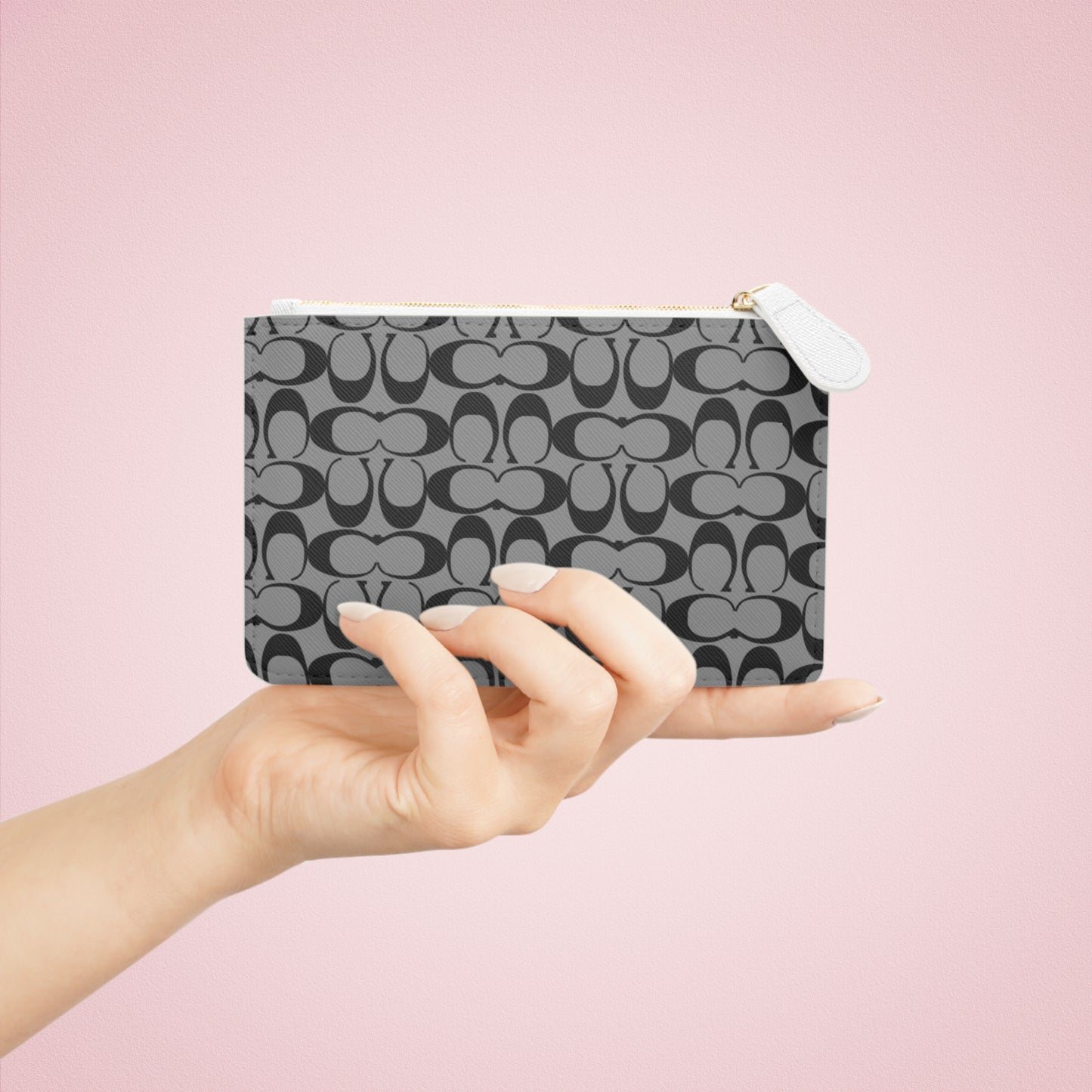 Monogram Pattern Mini Clutch Bag | Gray Black Pouch