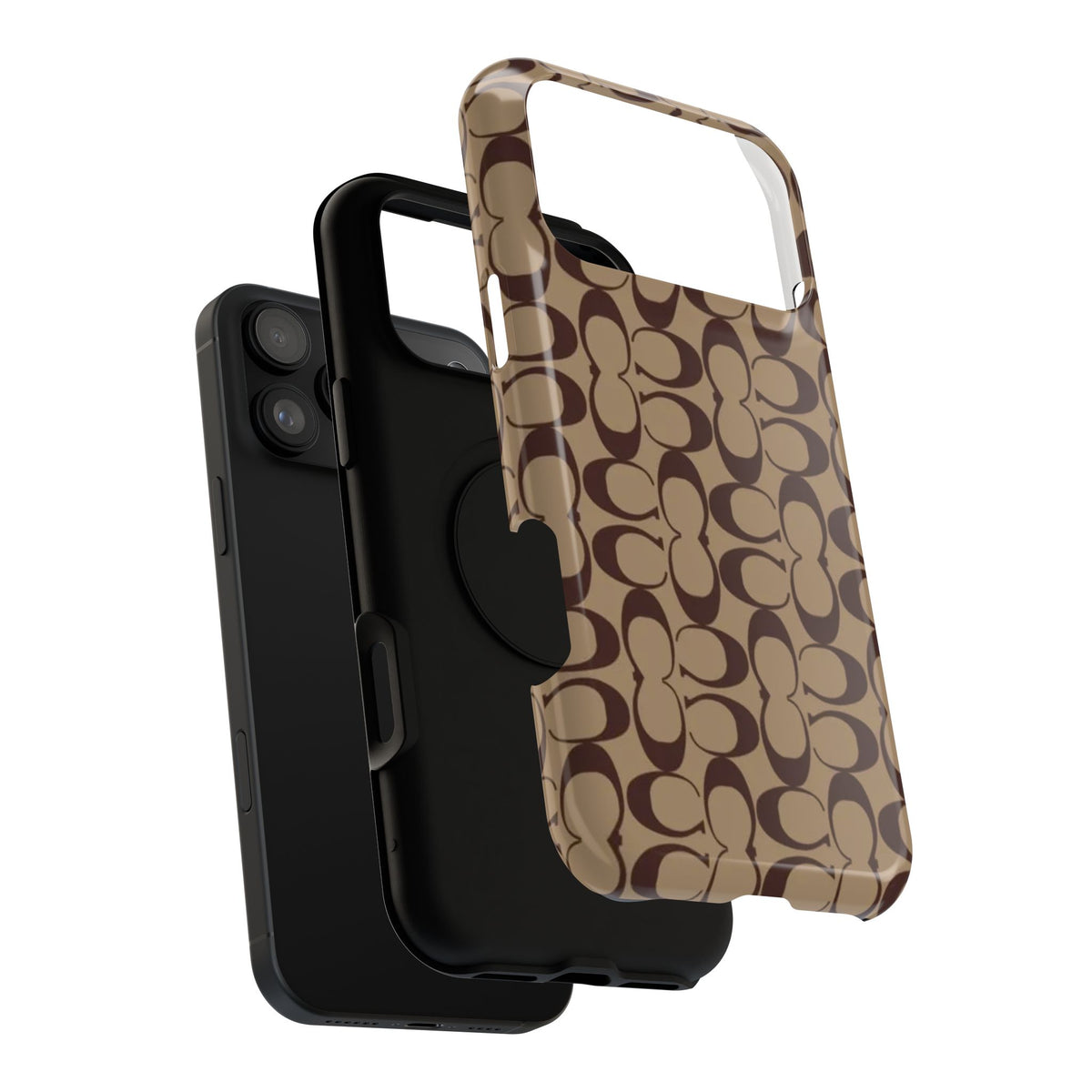 Signature Pattern Impact-Resistant Phone Case — Brown Monogram iPhone Cover