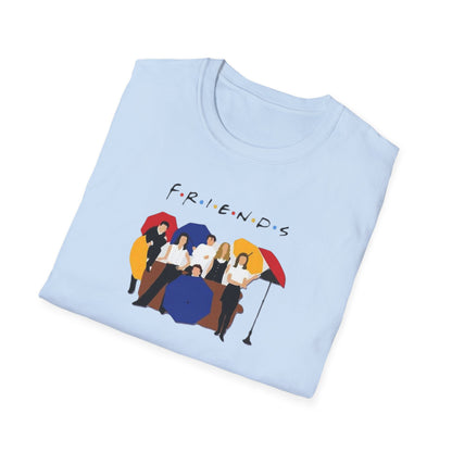Friends TV Show Minimalist Group Graphic T-Shirt — "FRIENDS" Cast Illustration