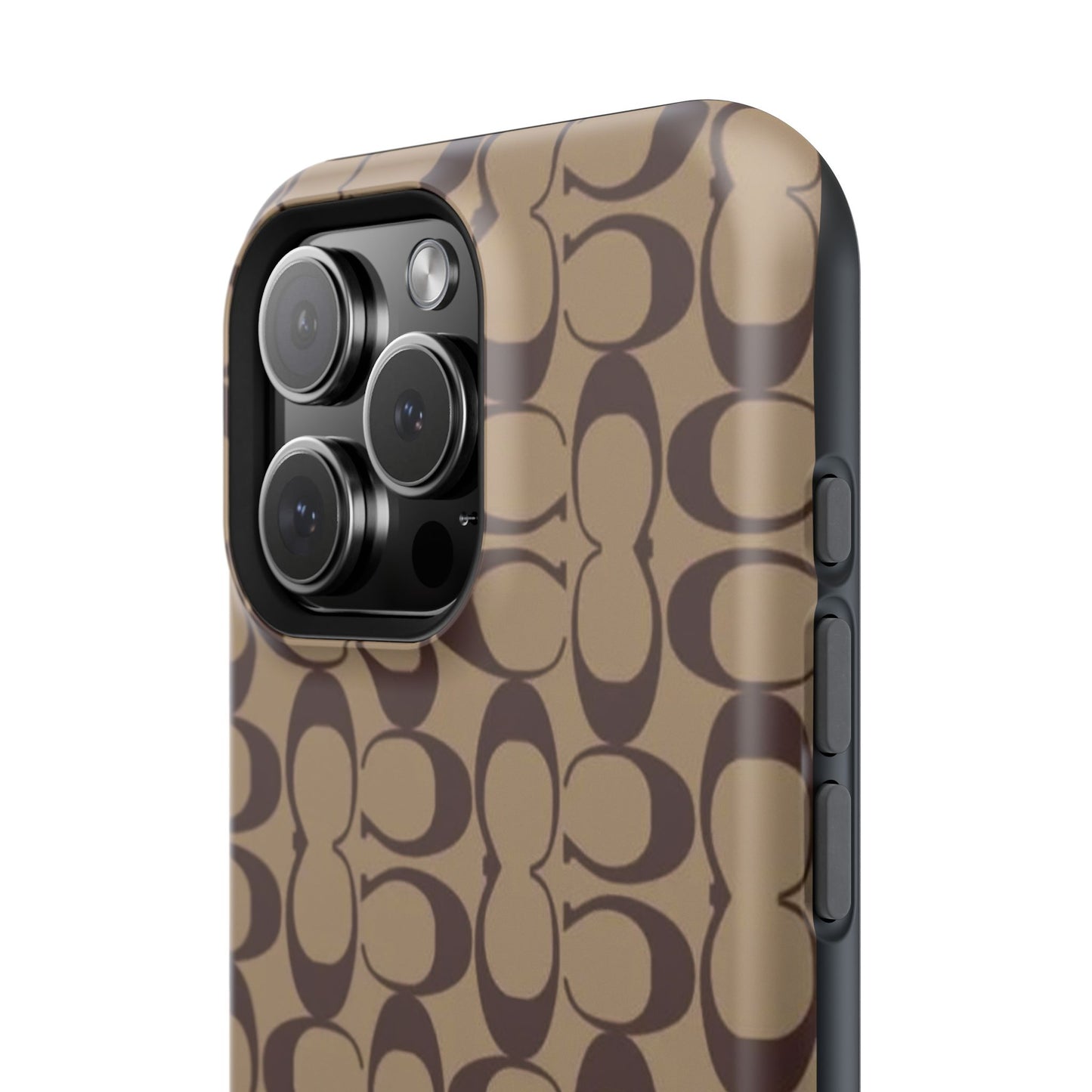 Signature Pattern Impact-Resistant Phone Case — Brown Monogram iPhone Cover