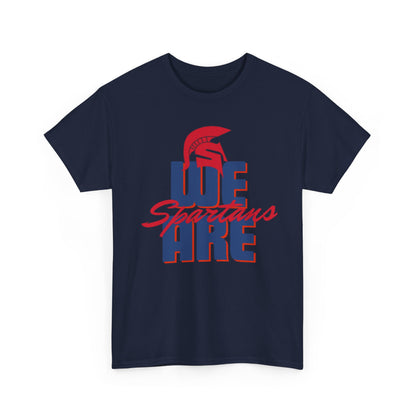 We Are Spartans T-Shirt — School Spirit Tee (Red & Navy Spartan Logo)