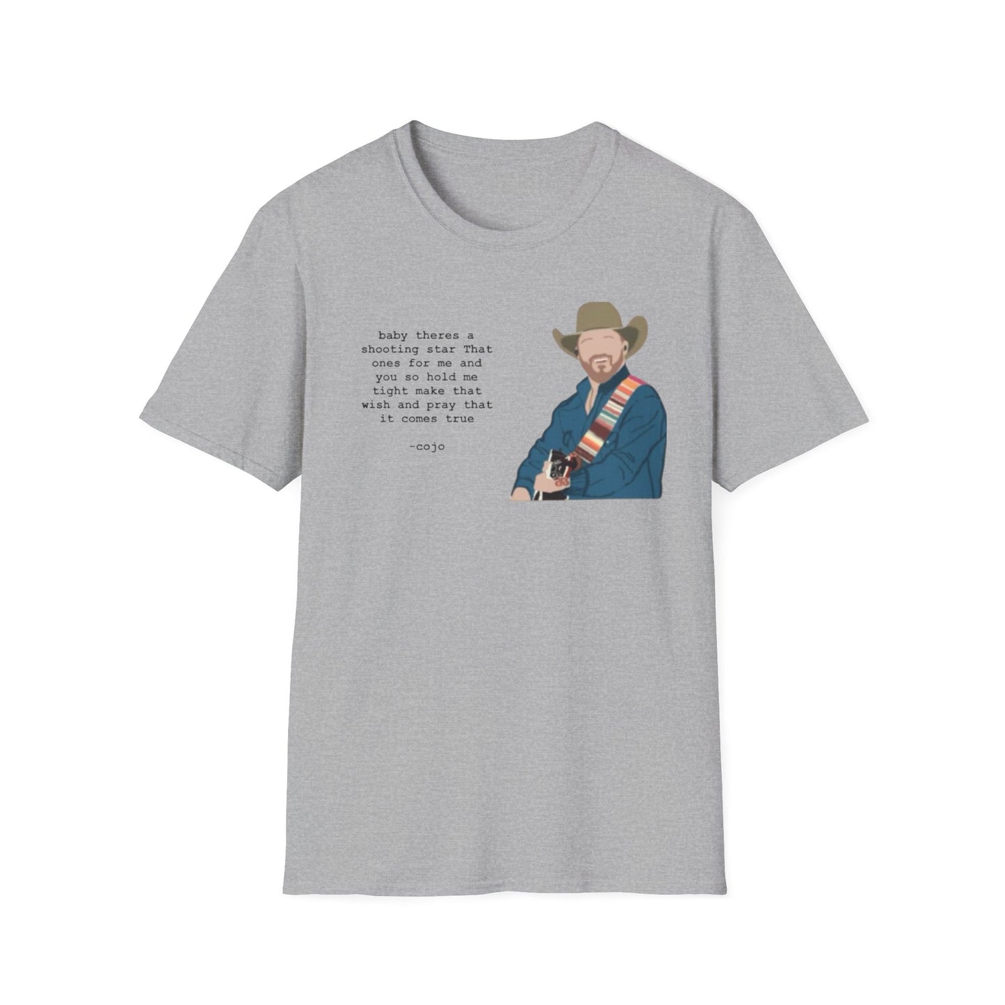 Cojo Guitar Portrait T‑Shirt — "Baby There's a Star" Lyric Tee