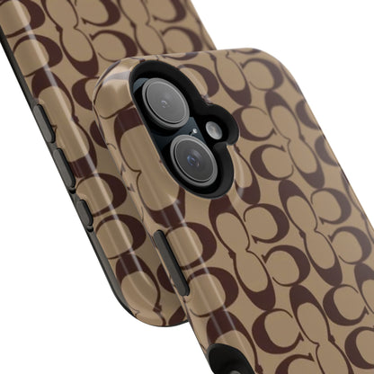 Signature Pattern Impact-Resistant Phone Case — Brown Monogram iPhone Cover