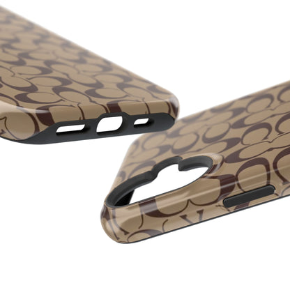 Signature Pattern Impact-Resistant Phone Case — Brown Monogram iPhone Cover