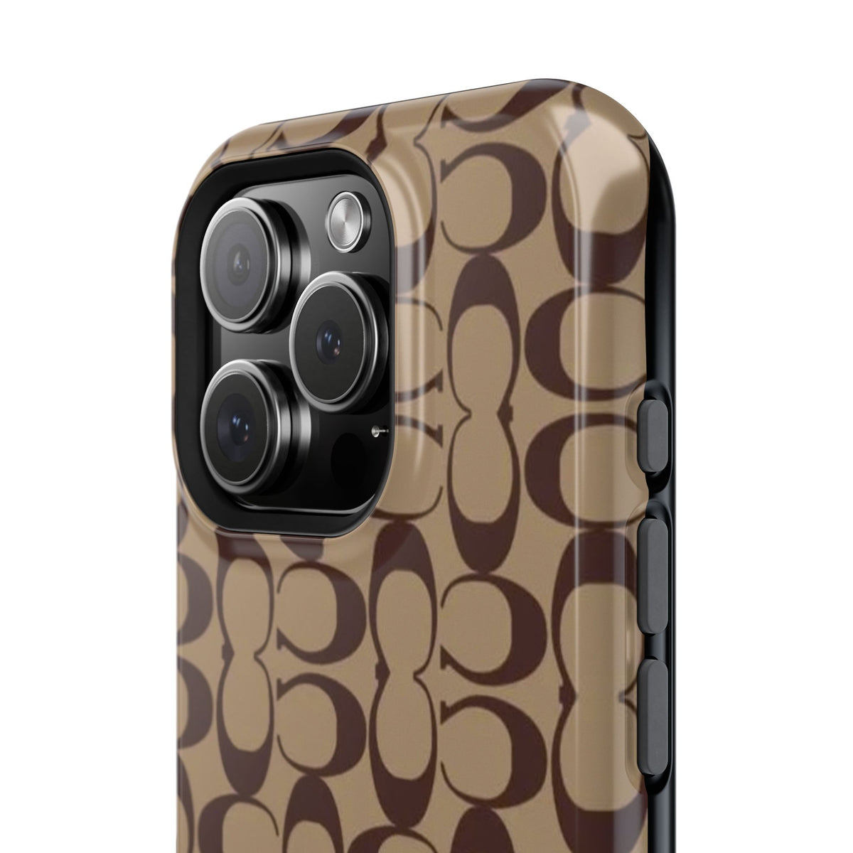 Signature Pattern Impact-Resistant Phone Case — Brown Monogram iPhone Cover