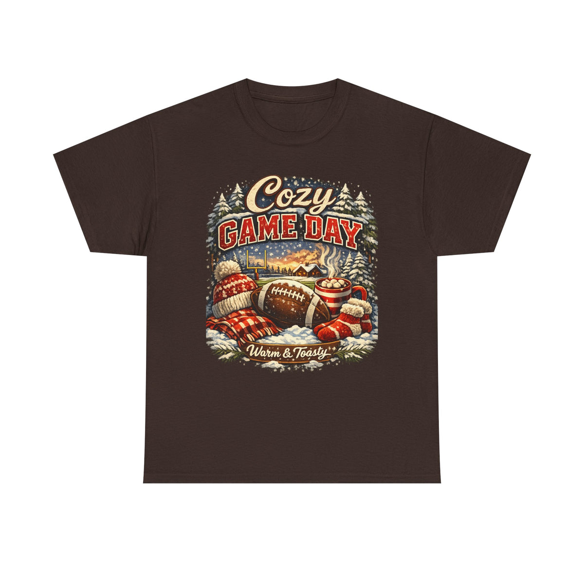 Cozy Game Day football graphic Tee | Retro winter mittens, warm & toasty