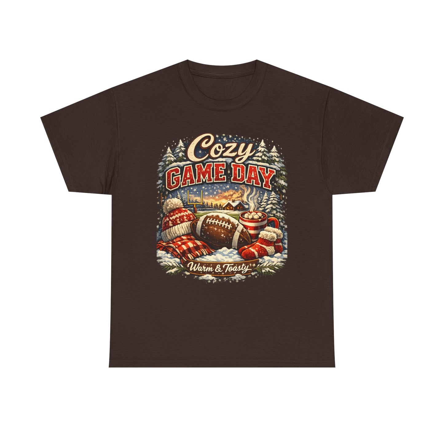 Cozy Game Day football graphic Tee | Retro winter mittens, warm & toasty