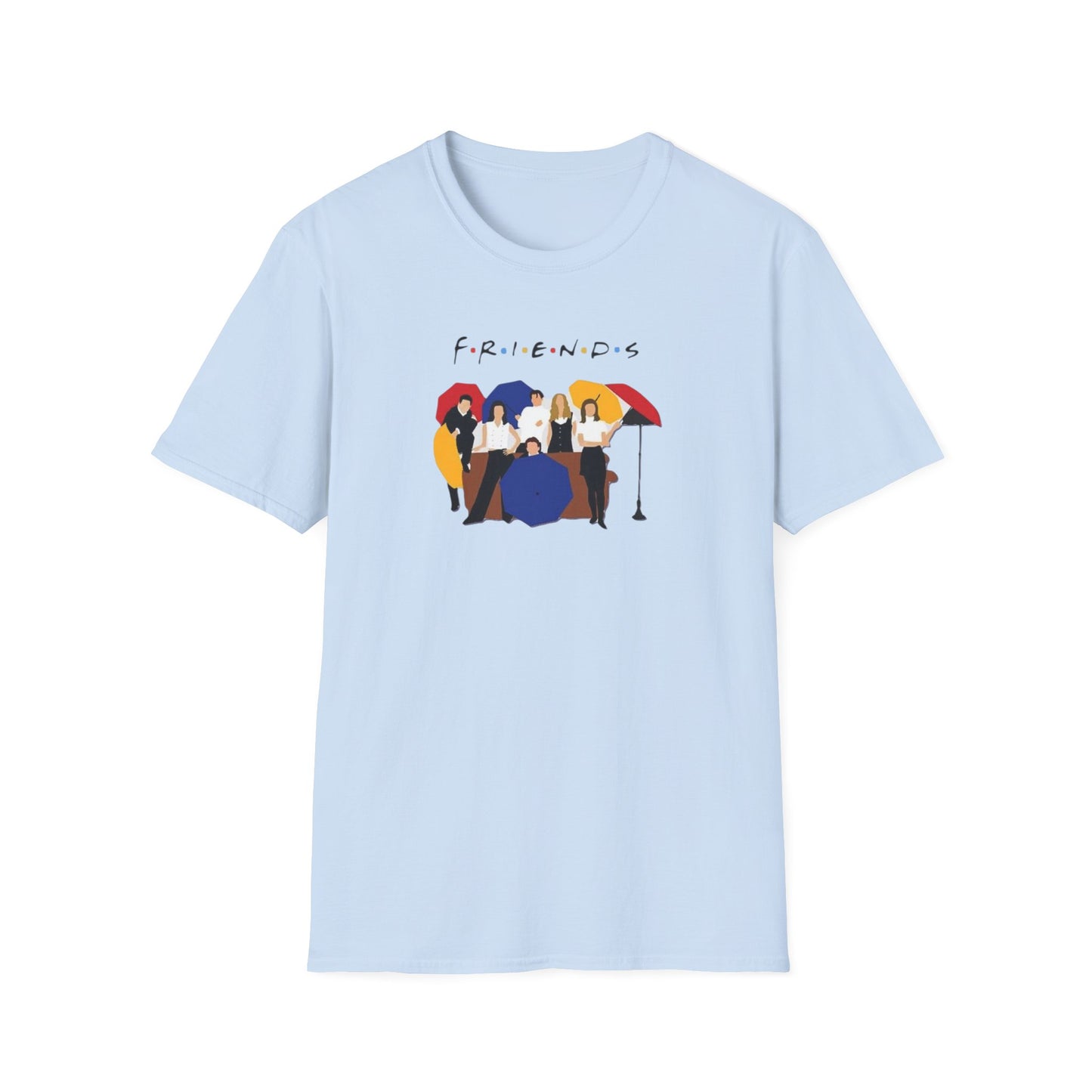 Friends TV Show Minimalist Group Graphic T-Shirt — "FRIENDS" Cast Illustration