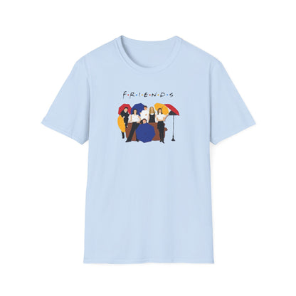 Friends TV Show Minimalist Group Graphic T-Shirt — "FRIENDS" Cast Illustration
