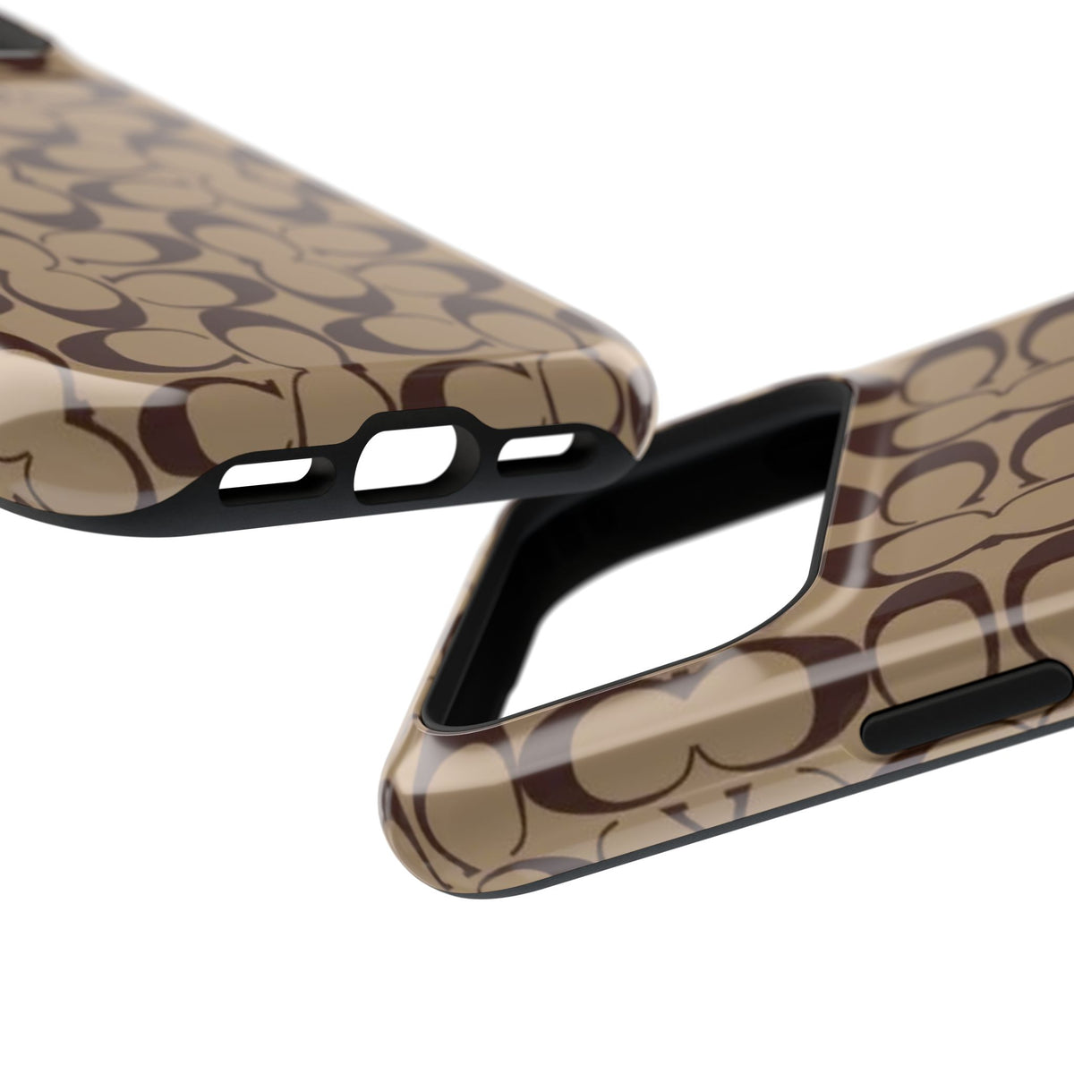 Signature Pattern Impact-Resistant Phone Case — Brown Monogram iPhone Cover