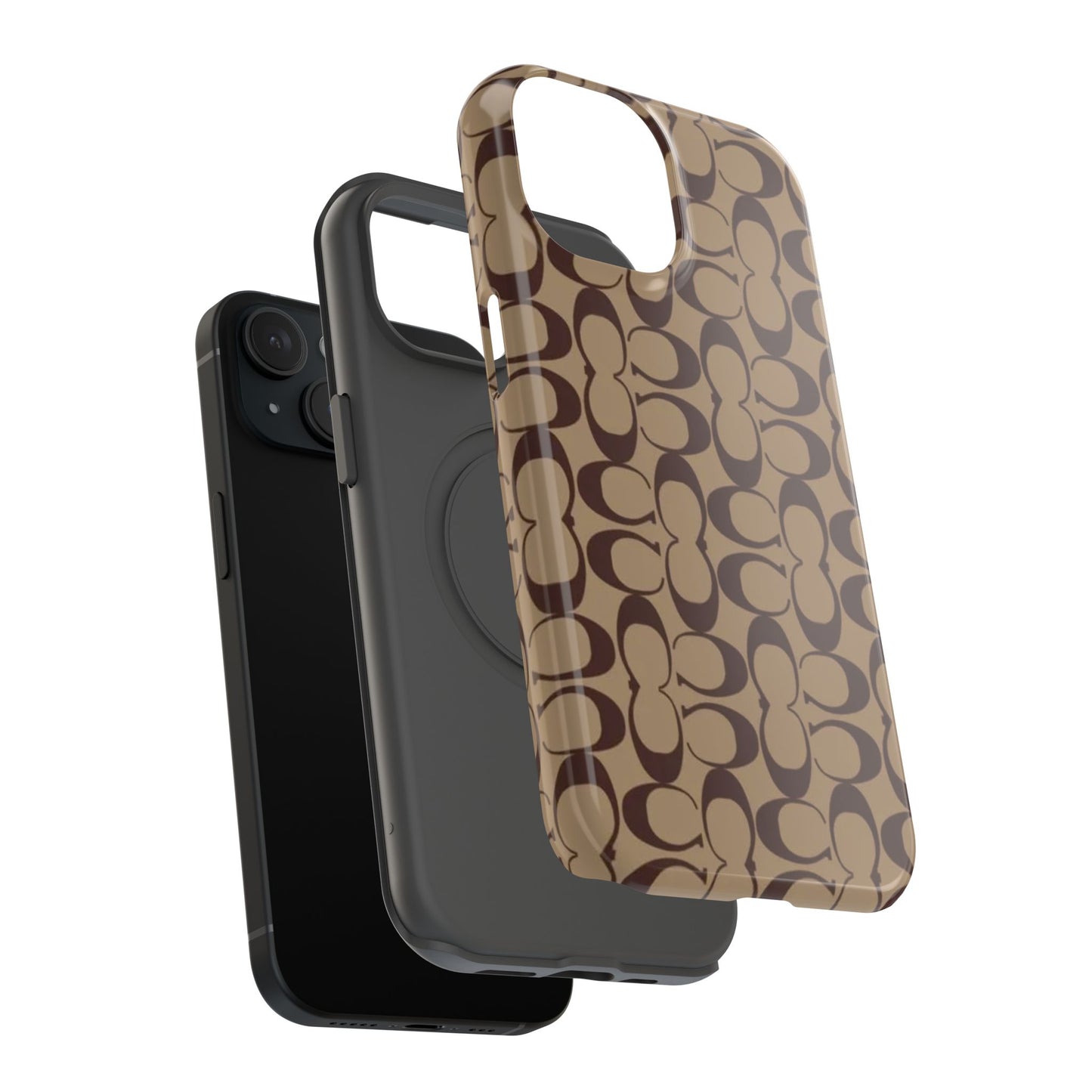 Signature Pattern Impact-Resistant Phone Case — Brown Monogram iPhone Cover