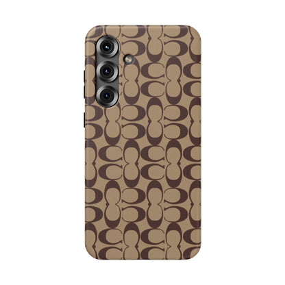 Signature Pattern Impact-Resistant Phone Case — Brown Monogram iPhone Cover
