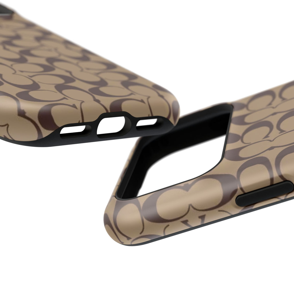 Signature Pattern Impact-Resistant Phone Case — Brown Monogram iPhone Cover
