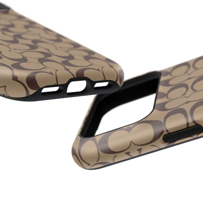 Signature Pattern Impact-Resistant Phone Case — Brown Monogram iPhone Cover