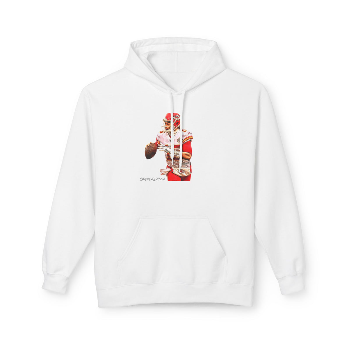 Mahomes Illustration Hoodie — Vintage Red Helmet Athletic Pullover