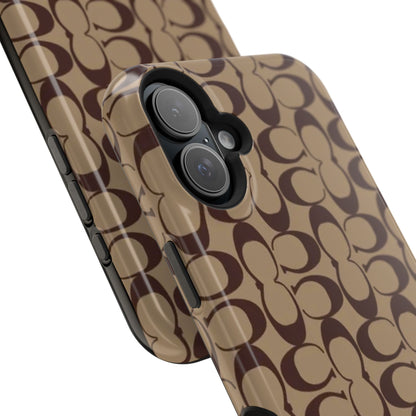 Signature Pattern Impact-Resistant Phone Case — Brown Monogram iPhone Cover
