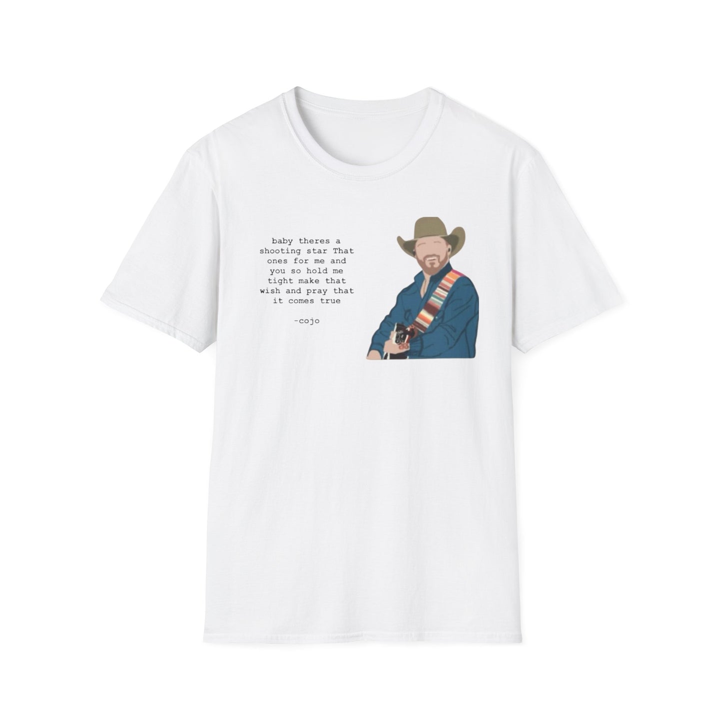 Cojo Guitar Portrait T‑Shirt — "Baby There's a Star" Lyric Tee