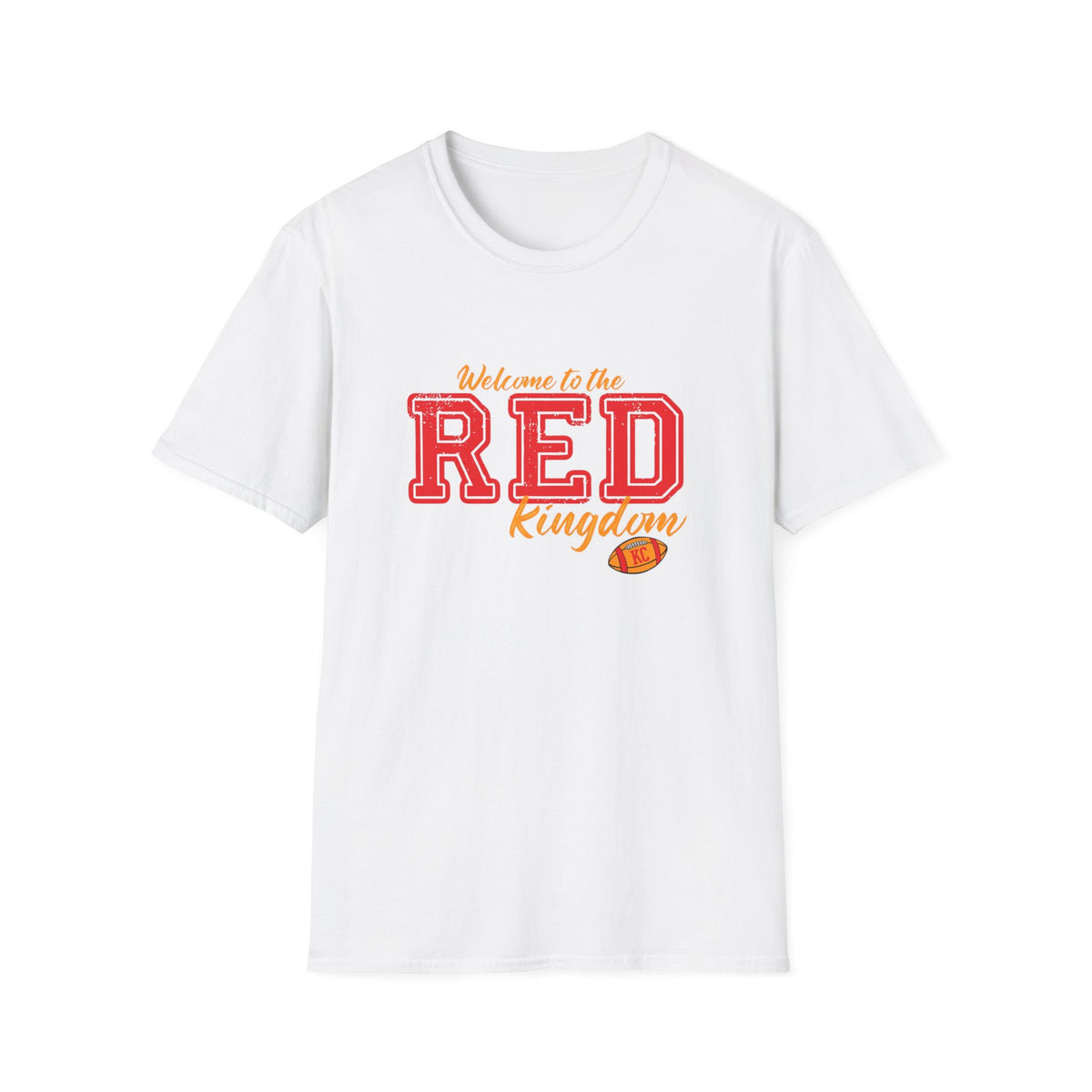 Red Kingdom Football T-Shirt | Retro Varsity Script
