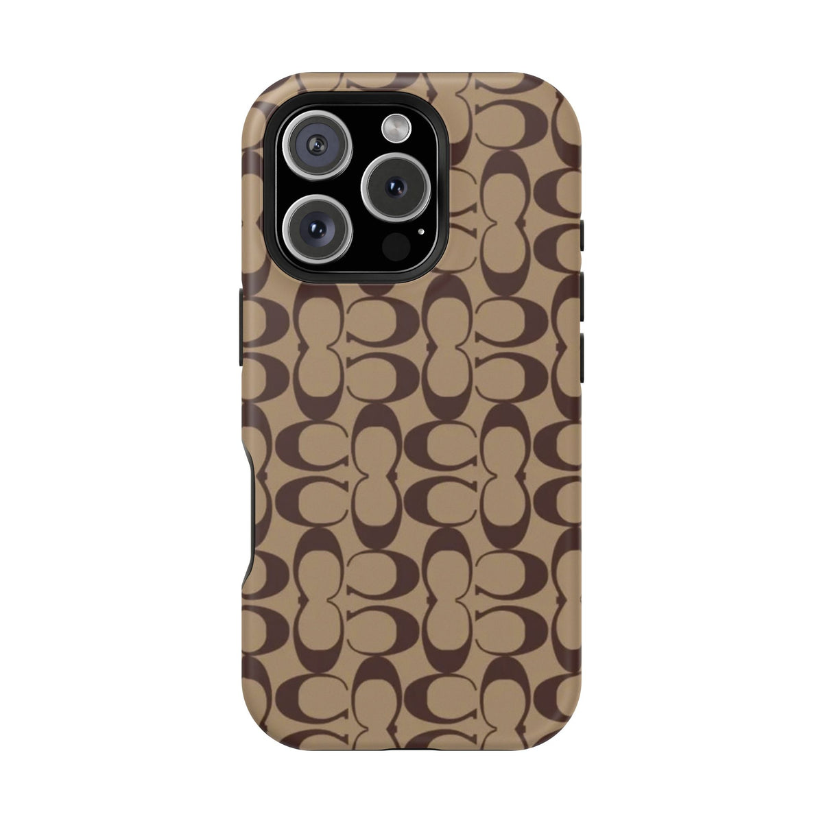 Signature Pattern Impact-Resistant Phone Case — Brown Monogram iPhone Cover
