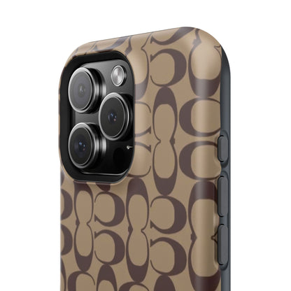 Signature Pattern Impact-Resistant Phone Case — Brown Monogram iPhone Cover