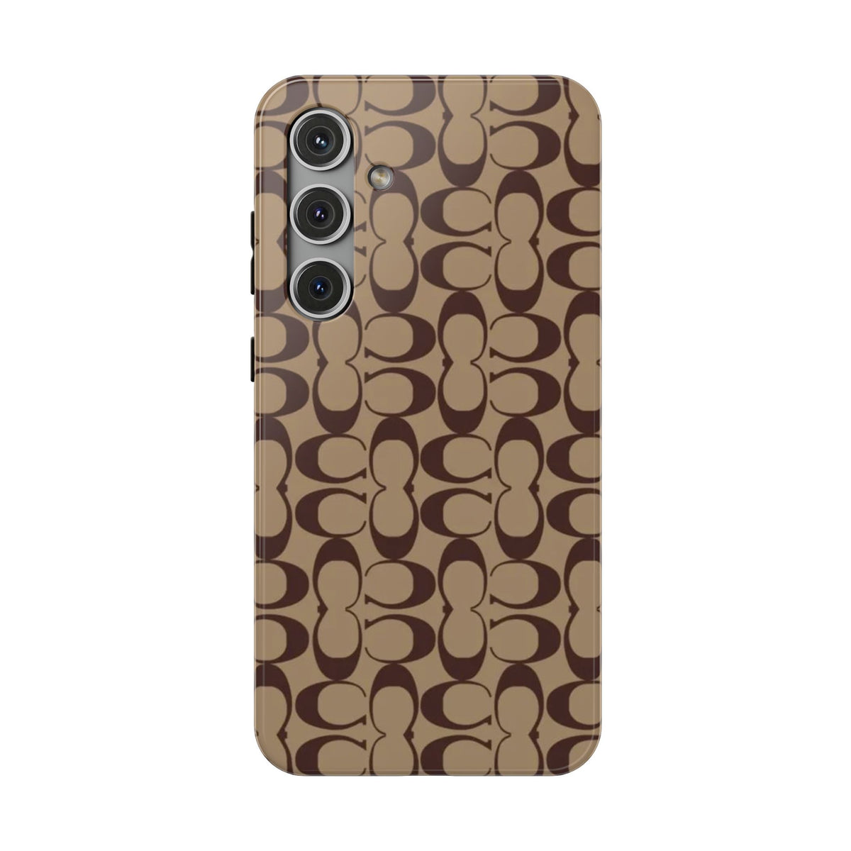 Signature Pattern Impact-Resistant Phone Case — Brown Monogram iPhone Cover