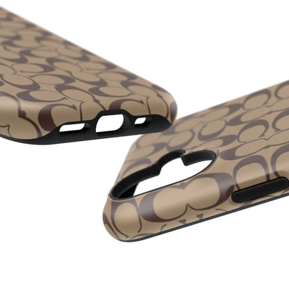 Signature Pattern Impact-Resistant Phone Case — Brown Monogram iPhone Cover