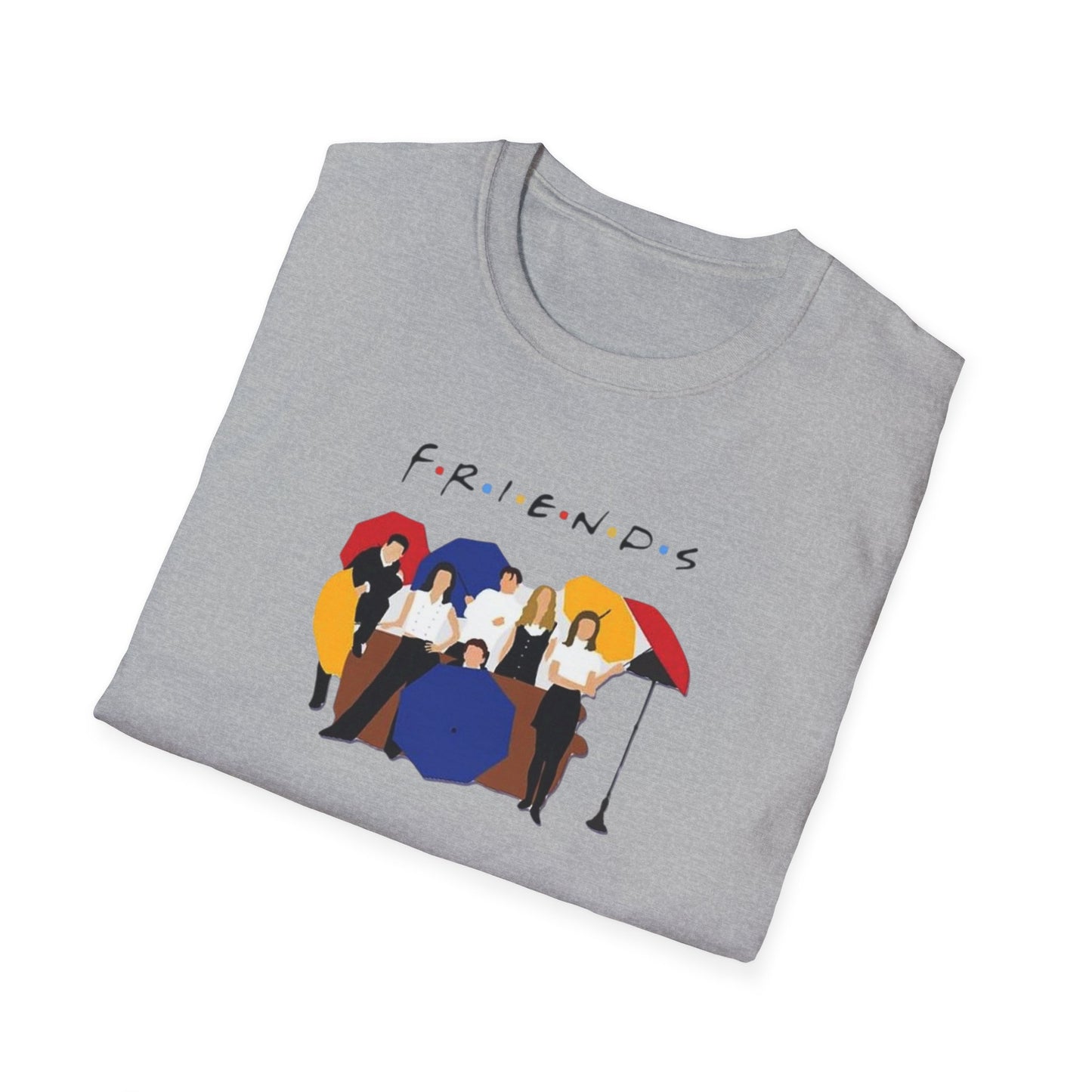 Friends TV Show Minimalist Group Graphic T-Shirt — "FRIENDS" Cast Illustration
