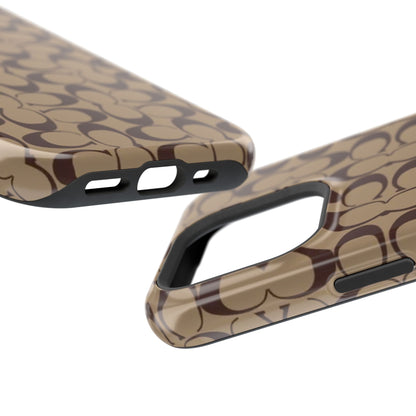 Signature Pattern Impact-Resistant Phone Case — Brown Monogram iPhone Cover
