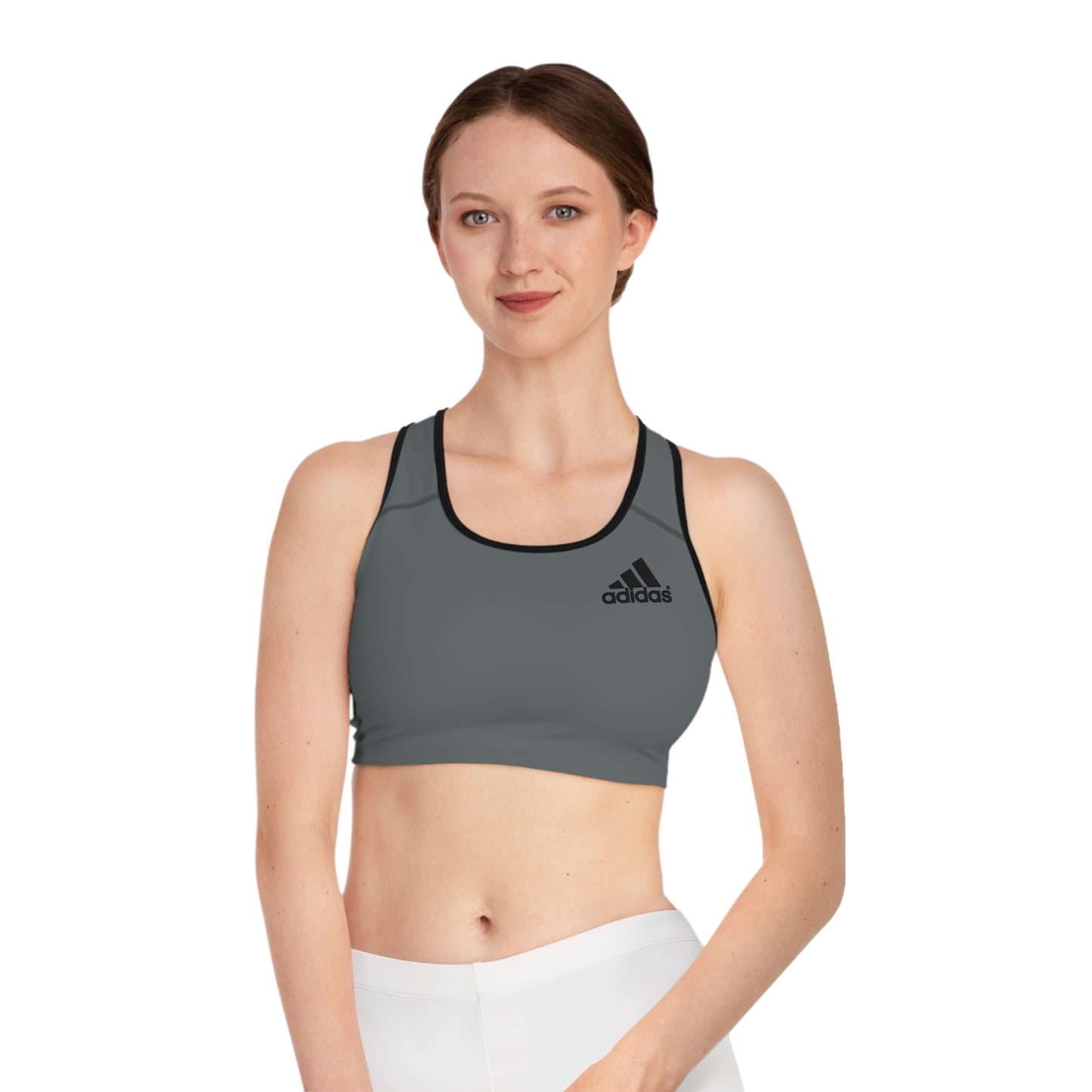 Gray Athletic Logo Sports Bra | Racerback Activewear
