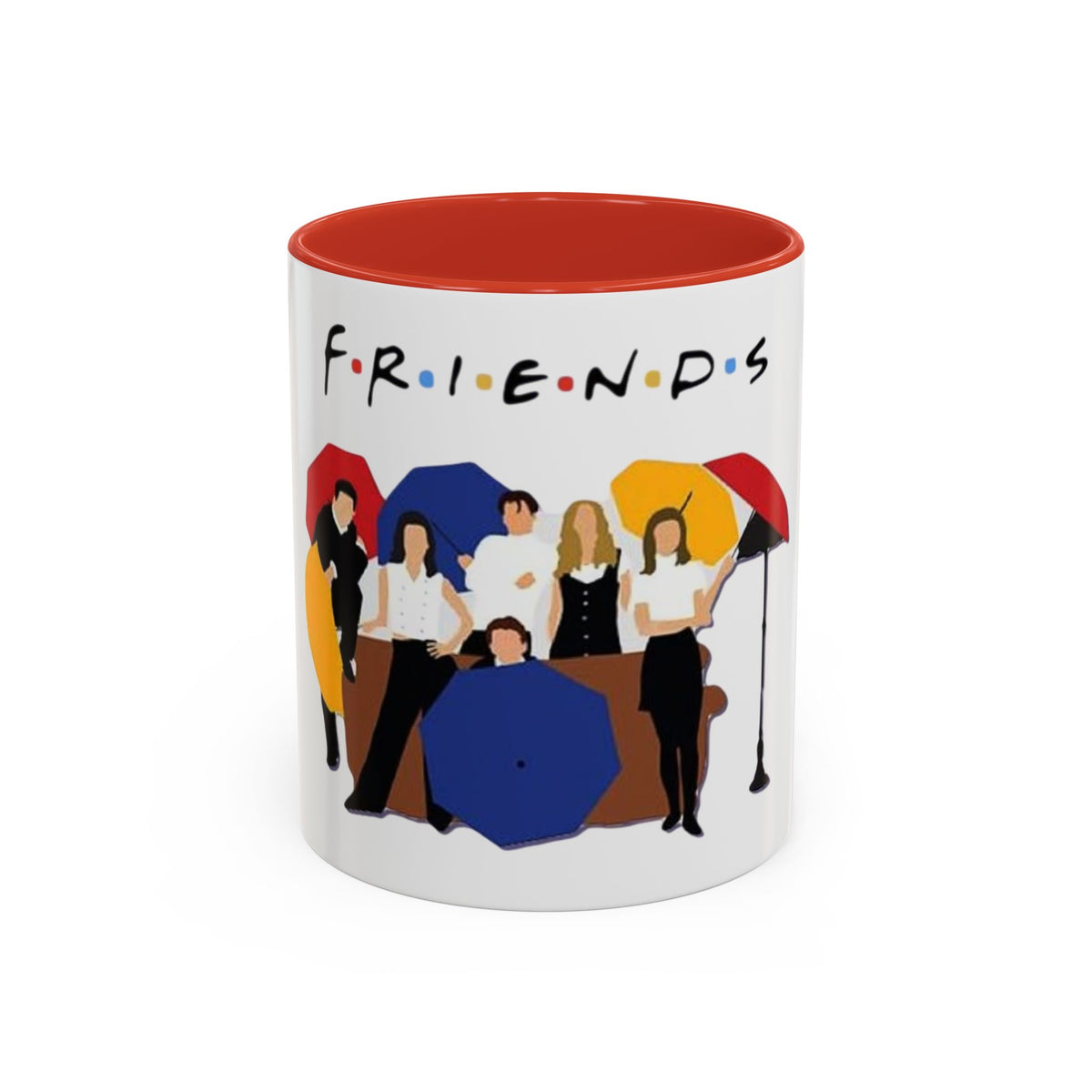 Friends TV Show Inspired Coffee Mug — Cast Silhouette with Umbrellas, 11/15oz Accent Mug