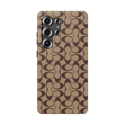 Signature Pattern Impact-Resistant Phone Case — Brown Monogram iPhone Cover