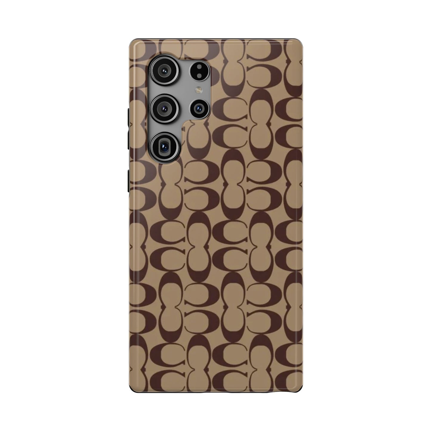 Signature Pattern Impact-Resistant Phone Case — Brown Monogram iPhone Cover