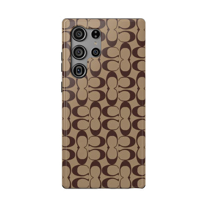 Signature Pattern Impact-Resistant Phone Case — Brown Monogram iPhone Cover