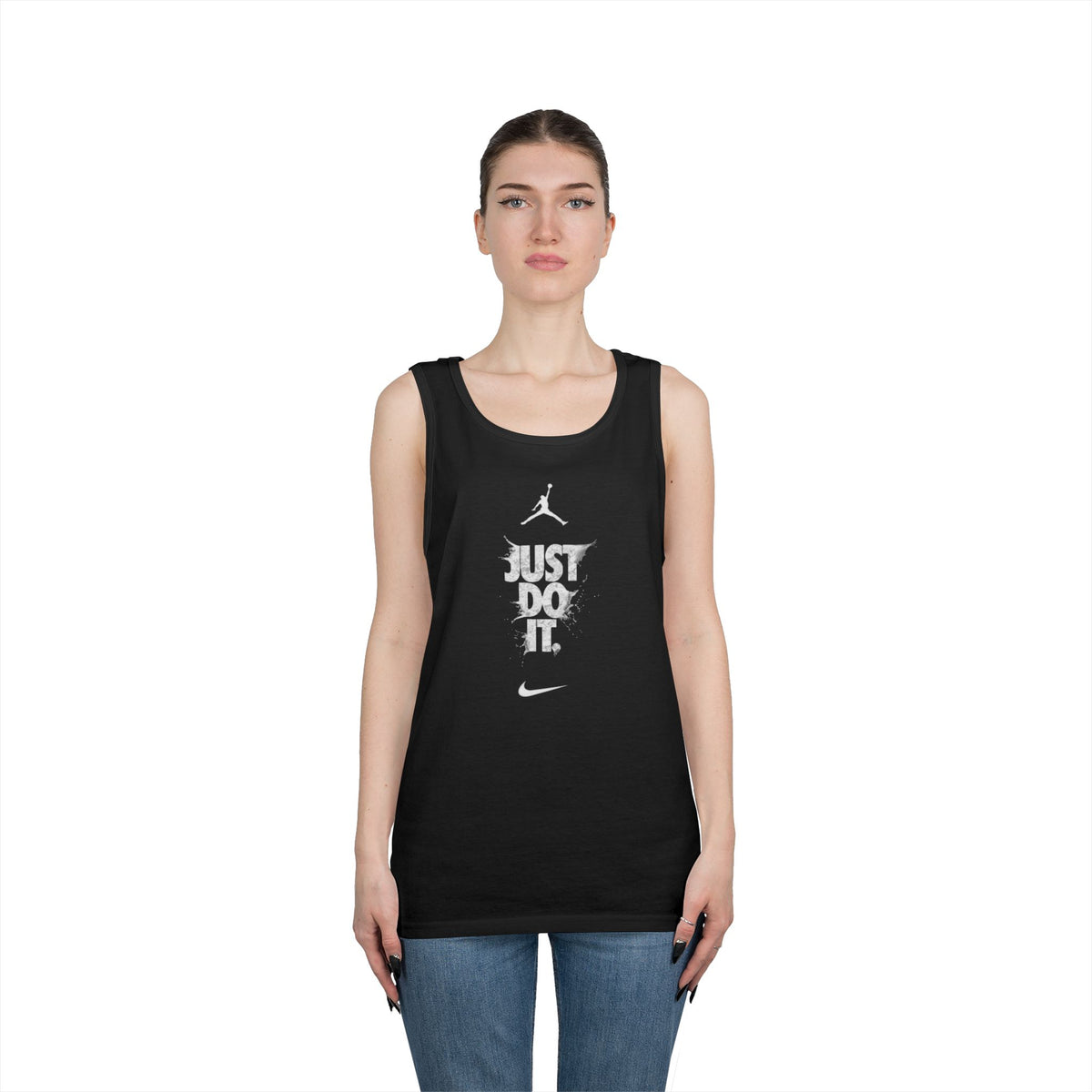 Just Do It vertical logo Tank Top | Sporty Nike-inspired graphic
