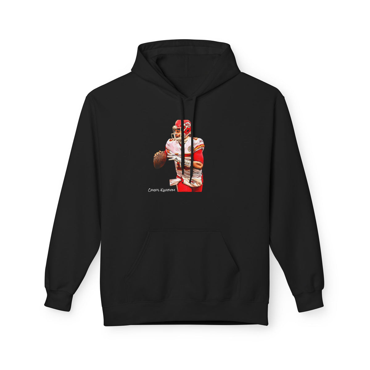 Mahomes Illustration Hoodie — Vintage Red Helmet Athletic Pullover