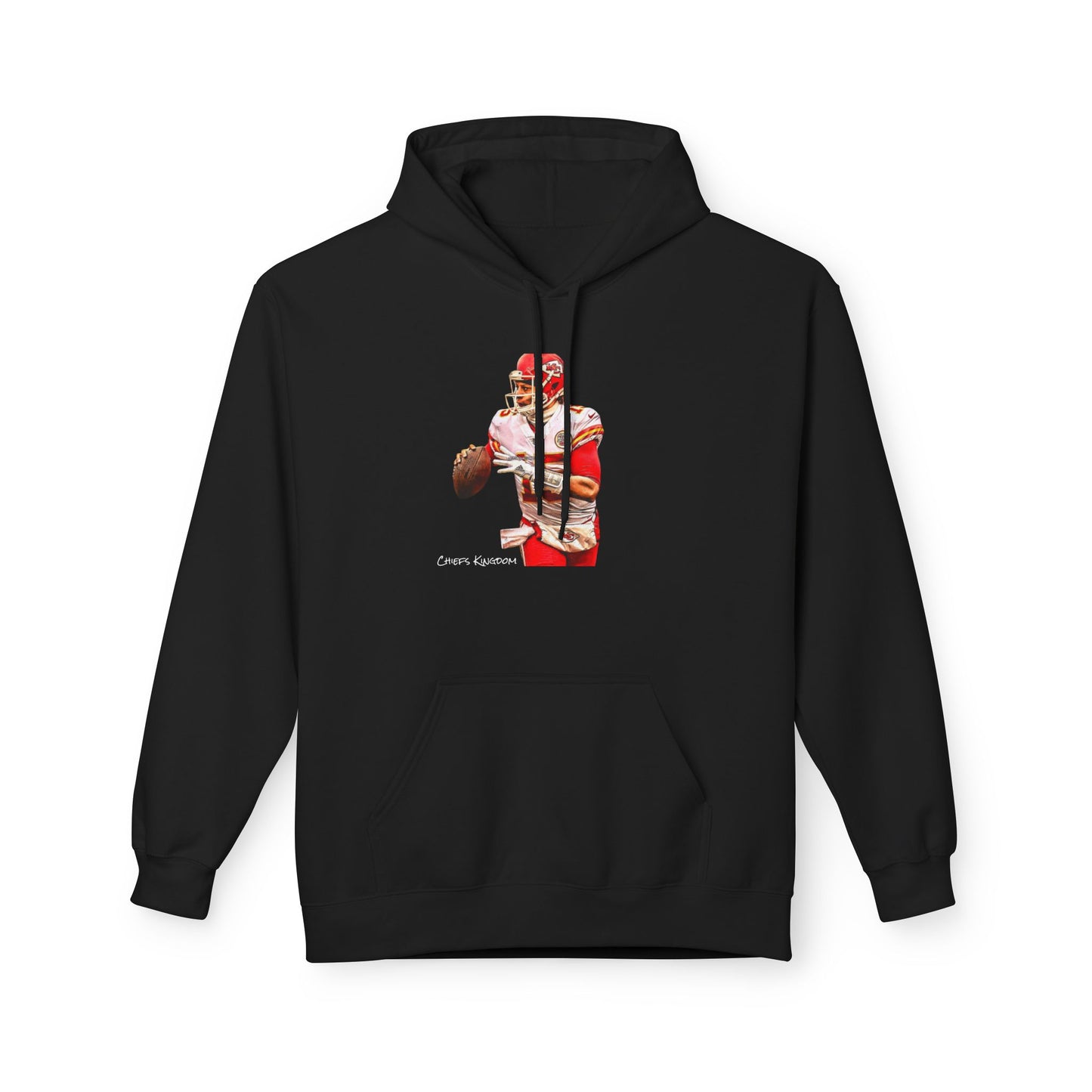 Mahomes Illustration Hoodie — Vintage Red Helmet Athletic Pullover