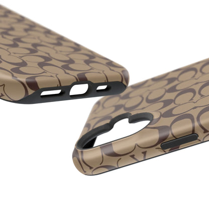 Signature Pattern Impact-Resistant Phone Case — Brown Monogram iPhone Cover