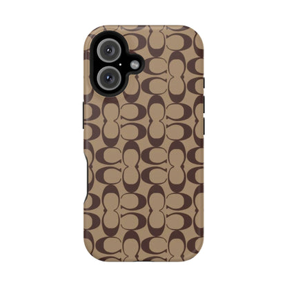 Signature Pattern Impact-Resistant Phone Case — Brown Monogram iPhone Cover