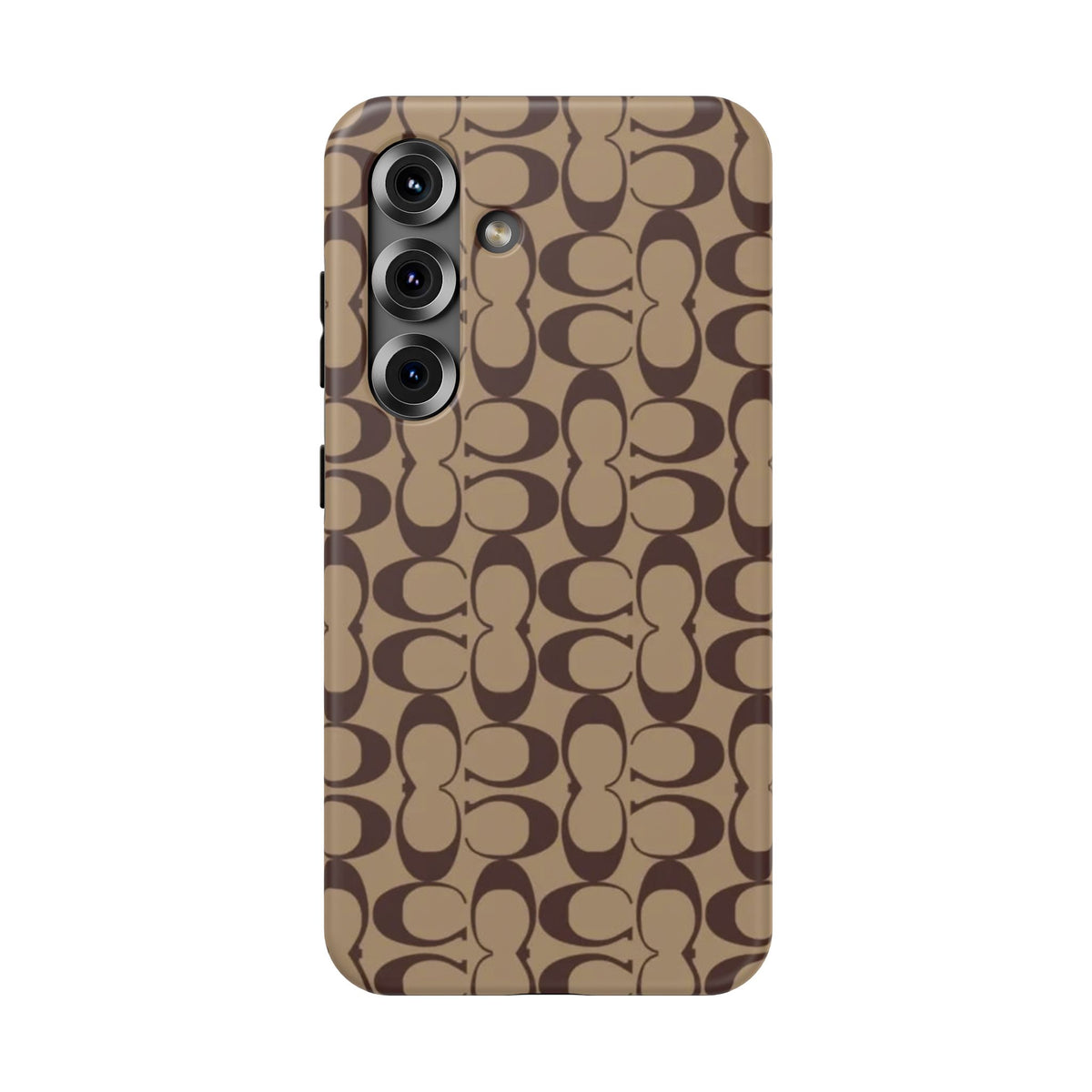 Signature Pattern Impact-Resistant Phone Case — Brown Monogram iPhone Cover
