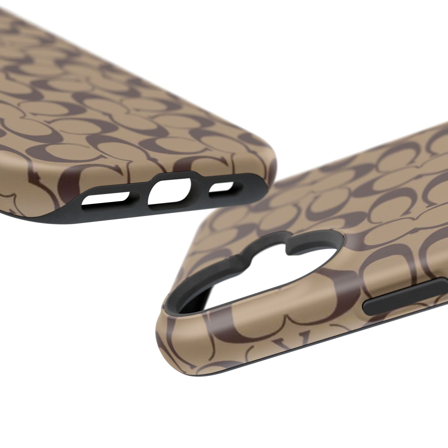 Signature Pattern Impact-Resistant Phone Case — Brown Monogram iPhone Cover