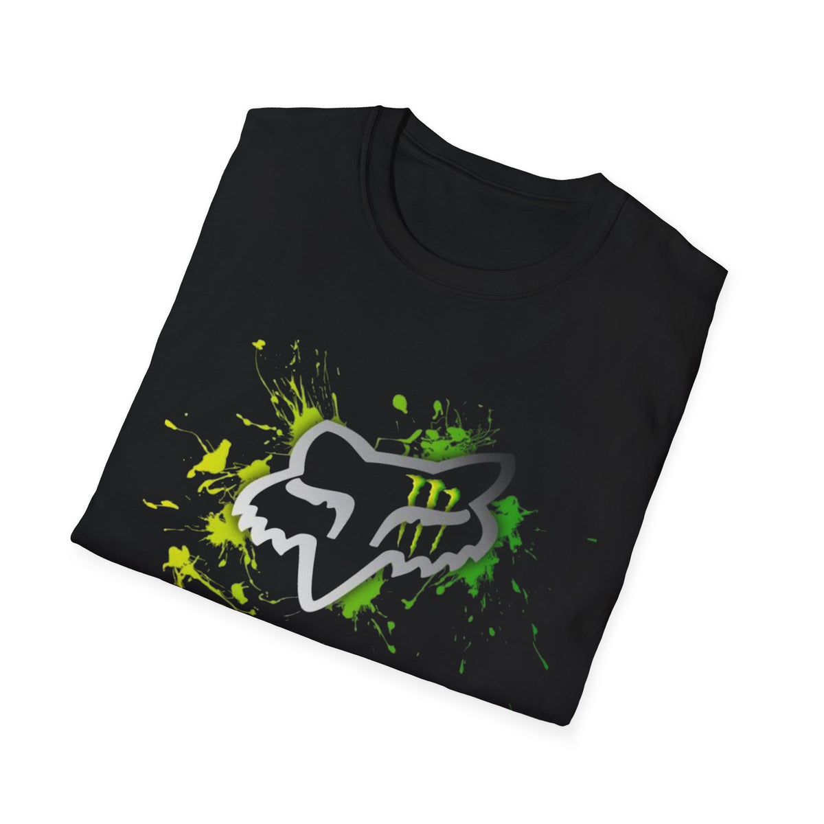 Fox Head Splash T-Shirt | Neon Green Paint Splatter