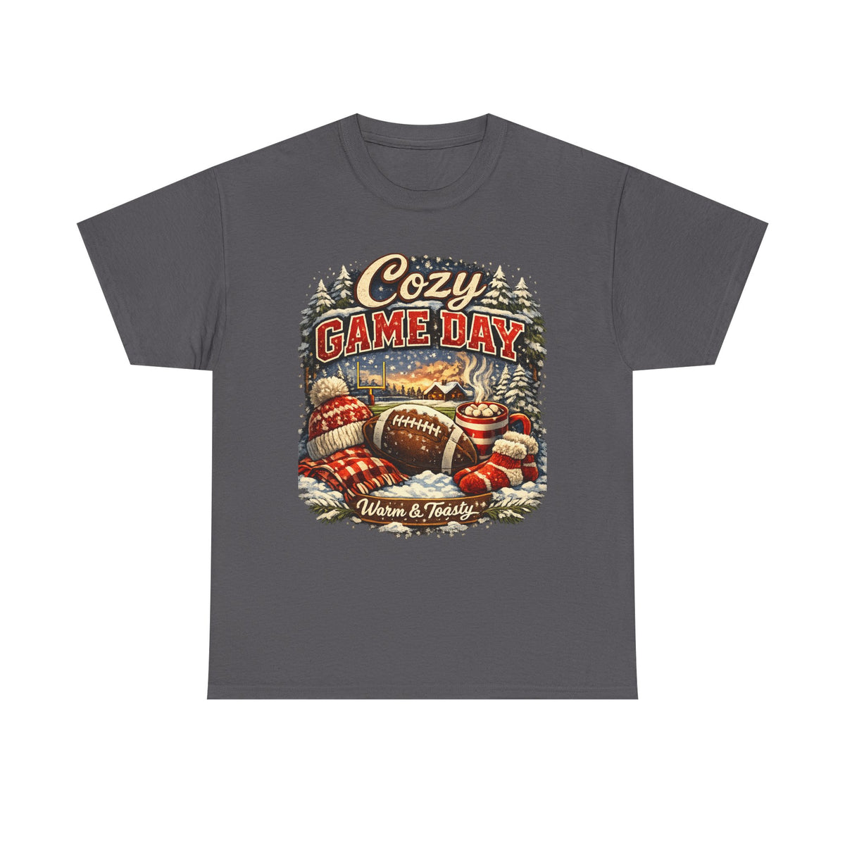 Cozy Game Day football graphic Tee | Retro winter mittens, warm & toasty