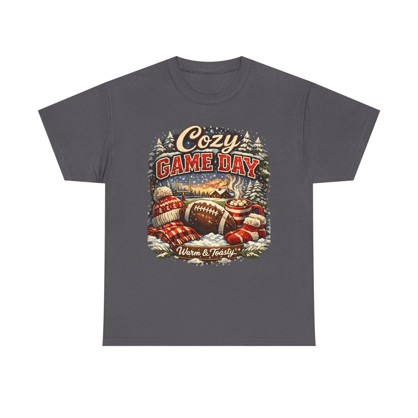 Cozy Game Day football graphic Tee | Retro winter mittens, warm & toasty