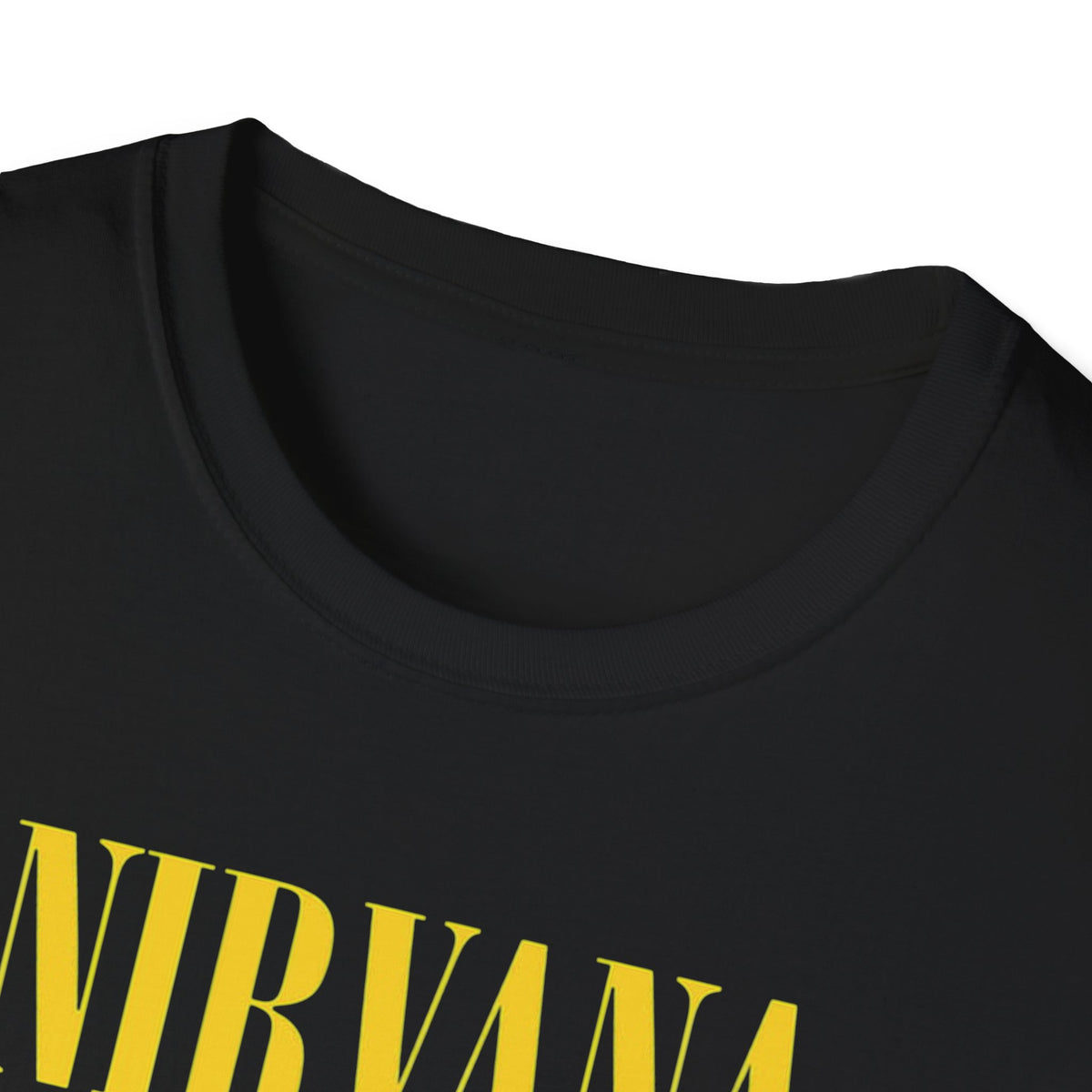 Nirvana Vintage smiley logo T-Shirt | Grunge band tee, yellow on black