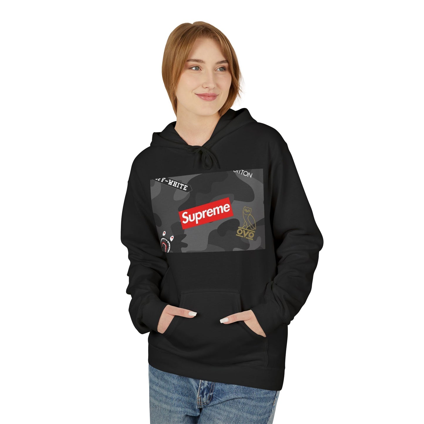 Supreme Streetwear Hoodie — Camouflage Logo Graphic Pullover