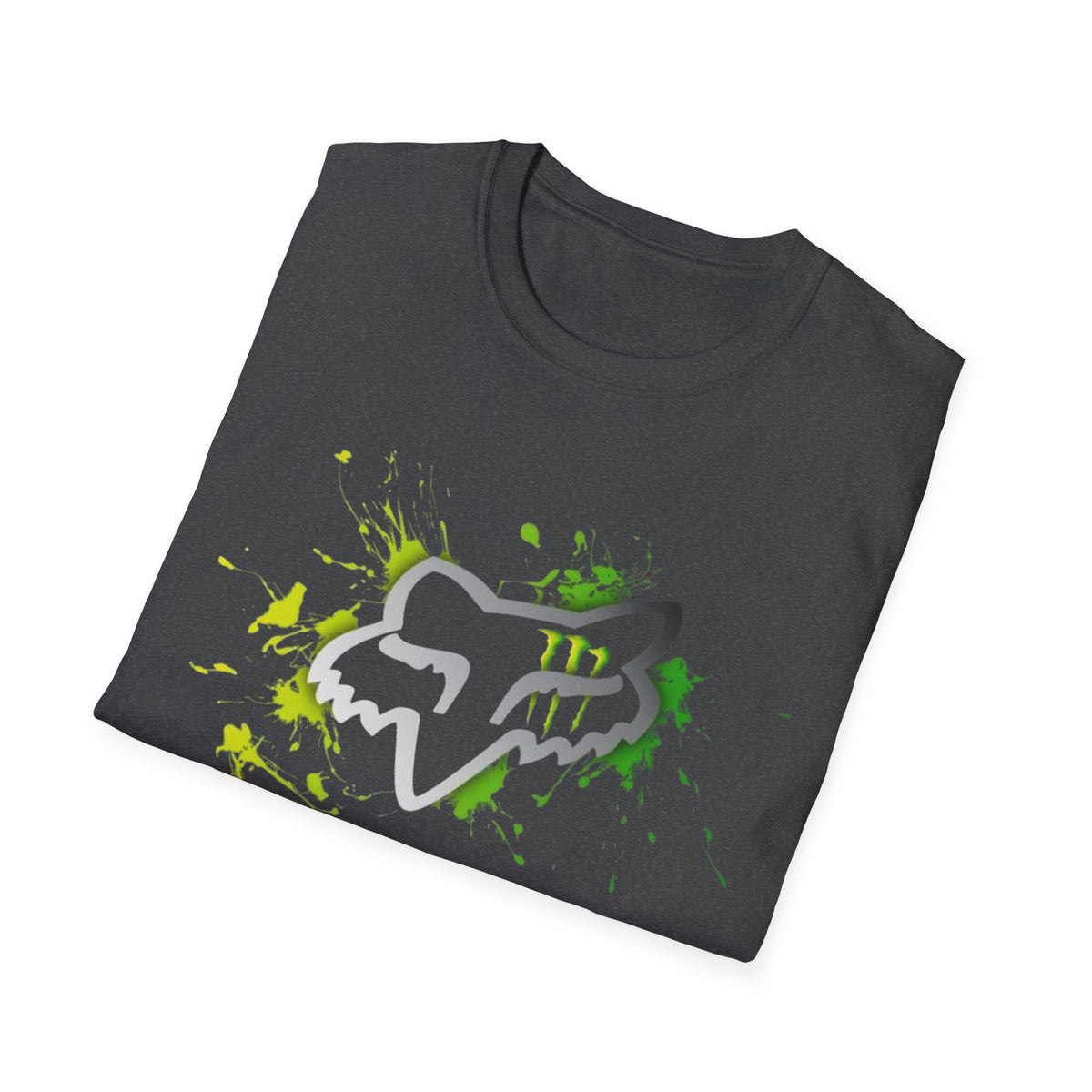 Fox Head Splash T-Shirt | Neon Green Paint Splatter