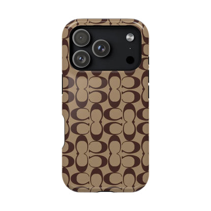 Signature Pattern Impact-Resistant Phone Case — Brown Monogram iPhone Cover