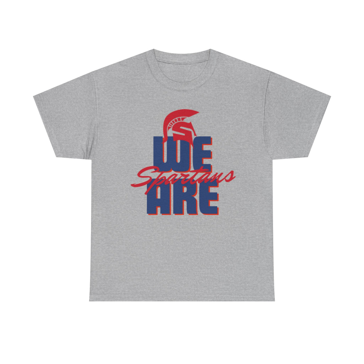 We Are Spartans T-Shirt — School Spirit Tee (Red & Navy Spartan Logo)