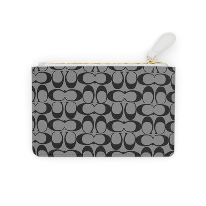 Monogram Pattern Mini Clutch Bag | Gray Black Pouch