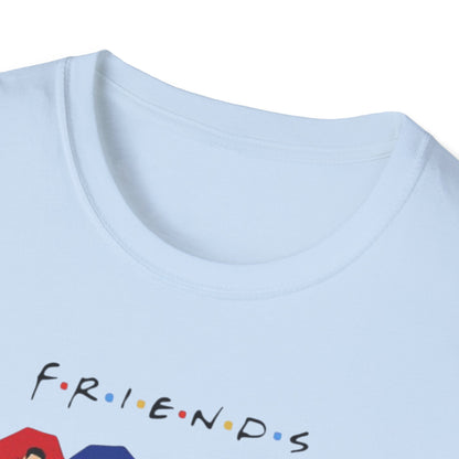 Friends TV Show Minimalist Group Graphic T-Shirt — "FRIENDS" Cast Illustration